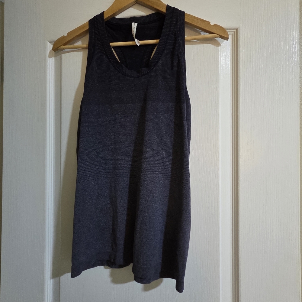 Athleta Ombre Gray and Blue Tank Top with Scoop Neckline
